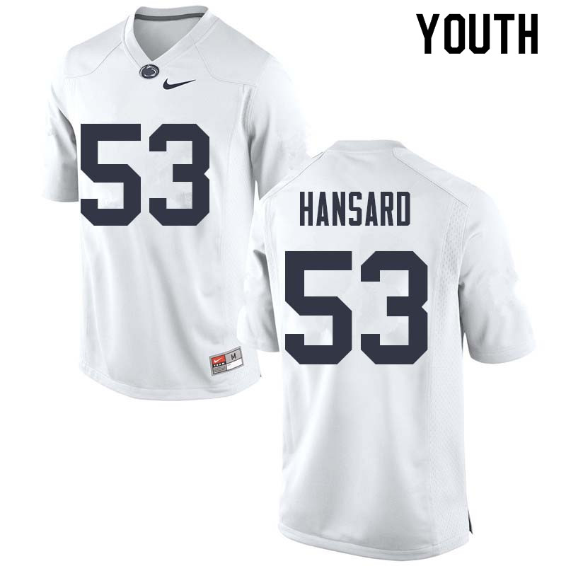 Youth #53 Fred Hansard Penn State Nittany Lions College Football Jerseys Sale-White